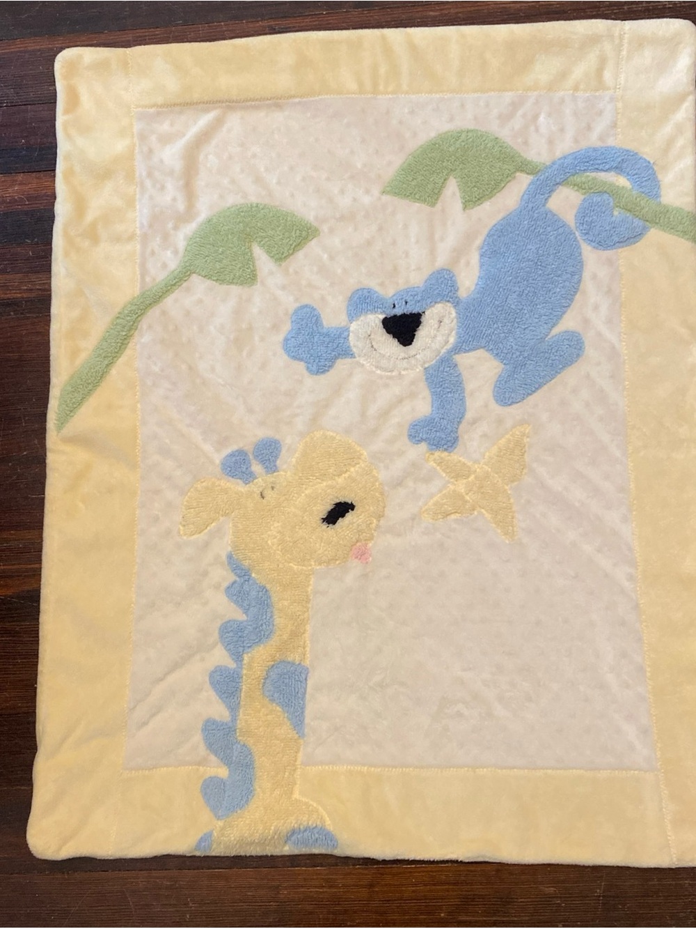 Boogie Baby “Monkey Business” Chenille & Ultra Soft Minky Blanket Yellow & Blue